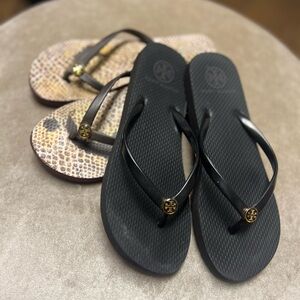 Tory Burch Flip Flops. 7 black are like new.